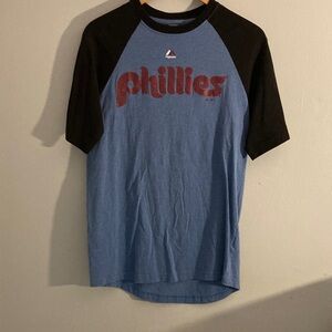 Majestic Phillies Blue and Black Short Sleeve Tee
